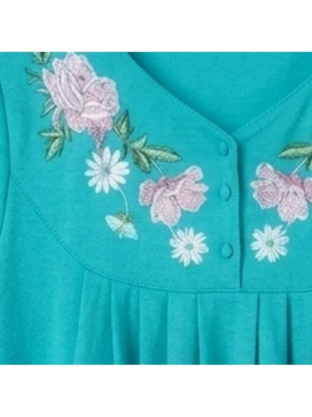 Expressions Turquoise Embroidered Cotton Dress XL - Picture 4 of 5